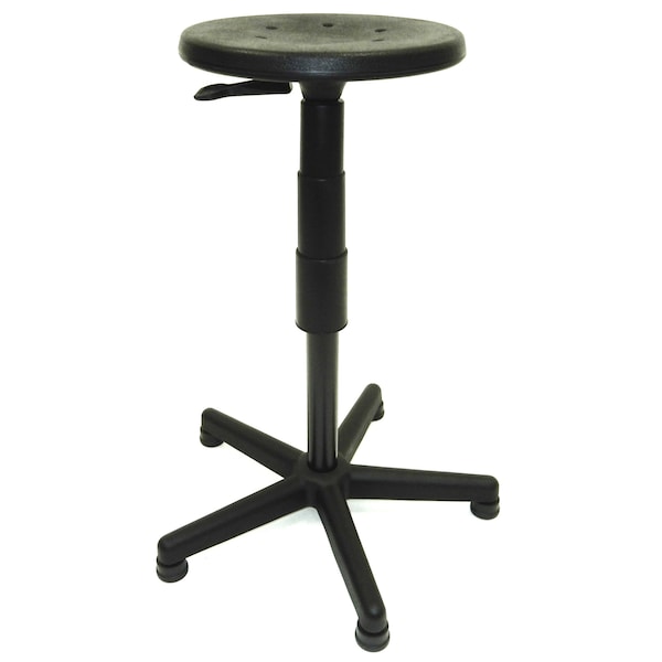 Workbench Stool with Polyurethane Round Seat 20 In to 30.5 in Seat Height Adj. Non Marking Glides